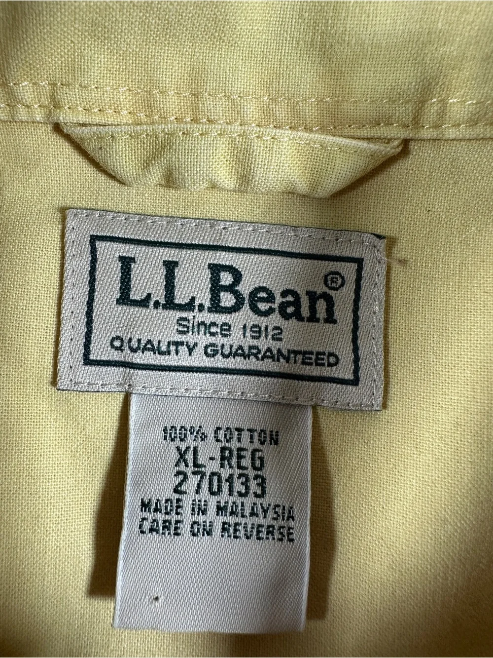 Vintage L.L. Bean Cotton Canvas Utility Work Shirt Yellow Size XL Regular